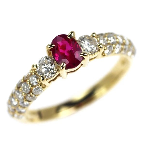 K18YG RUBY DIAMOND RING: K18YG ruby diamond ring Brand: None Type: rings Material: K18YG, Main Stone/Creation rubySide Stonediamonds Color: Yellow Gold Size: US 4.5 Accessories: None Accessories Notice: When purchasing