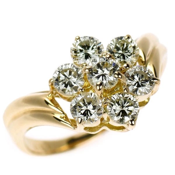 K18YG DIAMOND RING: K18YG Diamond Ring Brand: None Type: rings Material: K18YG, Main Stone/Creation Natural Color: Yellow Gold Size: US 5.25US Accessories: None Accessories Notice: When purchasing pre-owned g