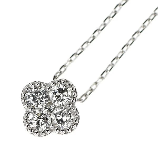PONTE VECCHIO K18WG DIAMOND PENDANT NECKLACE: Ponte Vecchio K18WG Diamond Pendant Necklace Brand: Pontevecchio Type: pendant necklace Material: K18WG, Main Stone/Creation Natural Color: White Gold Size: Necklace: Chain Length 40cm Accessories: