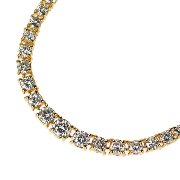 K18YG DIAMOND TENNIS NECKLACE: K18YG diamond tennis necklace Brand: None Type: necklaces Material: K18YG, Main Stone/Creation Natural Color: Yellow Gold Size: Necklace: Chain Length 41.5cm Accessories: None Accessories Notice: