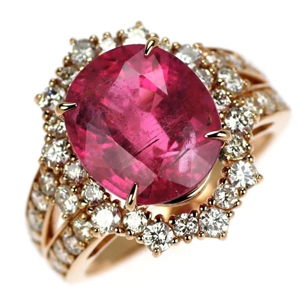 K18PG RUBELLITE DIAMOND RING: K18PG Rubellite Diamond Ring Brand: None Type: rings Material: K18PG, Main Stone/Creation rubellite Color: pink Gold Size: 6US Accessories: None Accessories Notice: When purchasing pre-own