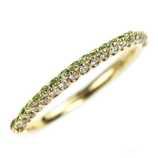 K18YG GREEN GARNET DIAMOND RING: K18YG Green Garnet Diamond Ring Brand: None Type: rings Material: K18YG, Main Stone/Creation garnetSide Stonediamonds Color: Yellow Gold Size: 6.25 - 6.5US Accessories: None Accessories Notice: When