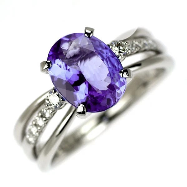 PT900 TANZANITE DIAMOND RING: Pt900 Tanzanite Diamond Ring Brand: None Type: rings Material: Pt900, Main Stone/Creation tanzaniteSide Stonediamonds Color: Silver Size: 5.5 - 5.75US Accessories: None Accessories Notice: When