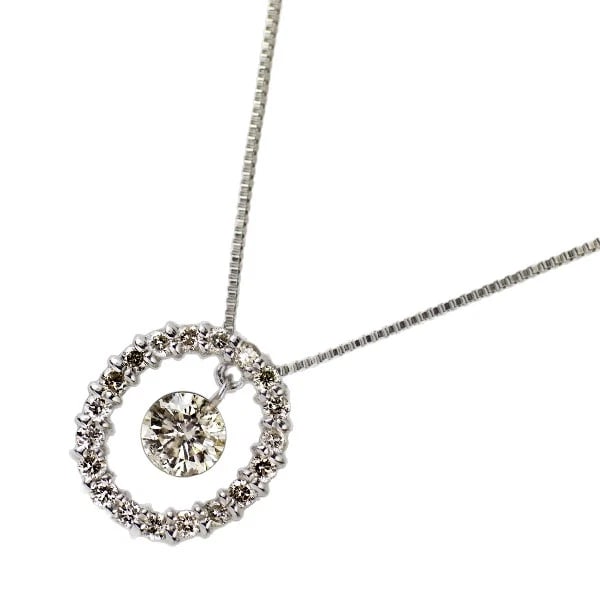 K18WG DIAMOND PENDANT NECKLACE: K18WG DIAMOND PENDANT NECKLACE Brand: None Type: pendant necklace Material: K18WG, Main Stone/Creation Natural Color: White Gold Size: Necklace: Chain Length 40cm Accessories: None Accessories