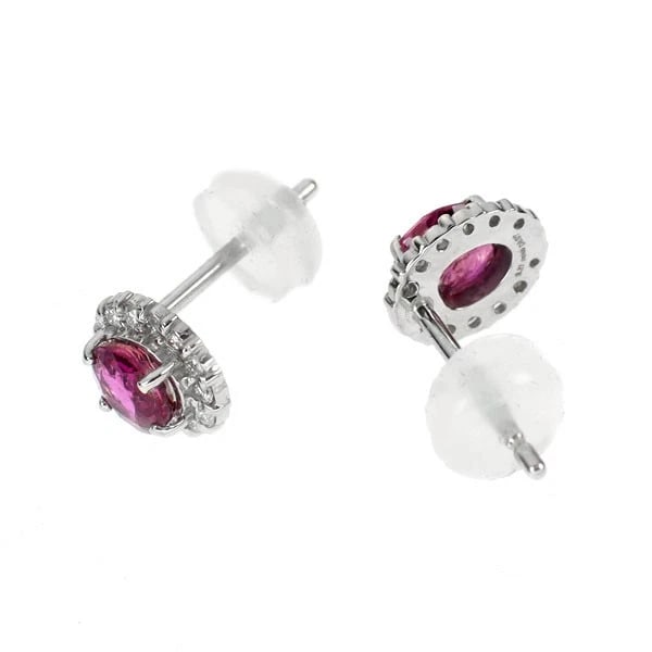 PT900 RUBY DIAMOND EARRING - 2