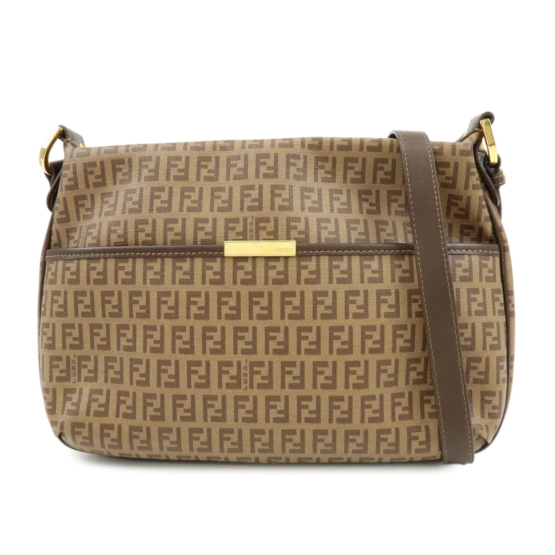FENDI ZUCCHINO PVC LEATHER SHOULDER BAG CROSSBODY BAG: FENDI Zucchino PVC Leather Shoulder Bag Crossbody Bag Brand: FENDI Type: shoulder bag Material: PVC Coating Canvas , Leather Color: Brown Size: W33cm(12.99")H23cm(9.06")D4cm(1.57") Accessories: No