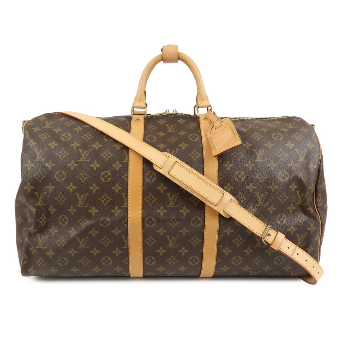 LOUIS VUITTON MONOGRAM KEEP ALL BANDOULIERE 55 BOSTON BAG: Louis Vuitton Monogram Keep All Bandouliere 55 Boston Bag Brand: Louis Vuitton Type: wallet Material: Monogram Canvas , Nume Leather Color: Monogram Size: D25cm(9.84")H30cm(11.81")W55cm(21.65") Ac