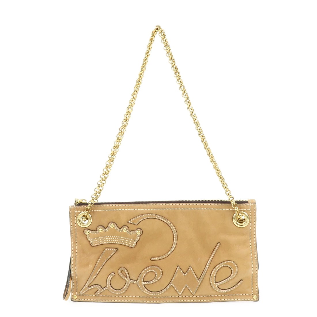 LOEWE LOGO LEATHER CHAIN SHOULDER BAG CROSSBODY BAG: LOEWE Logo Leather Chain Shoulder Bag Crossbody Bag Brand: LOEWE Type: shoulder bag Material: Leather Color: Brown Size: W30cm(11.81")H15cm(5.91")D8cm(3.15") Accessories: None Accessories