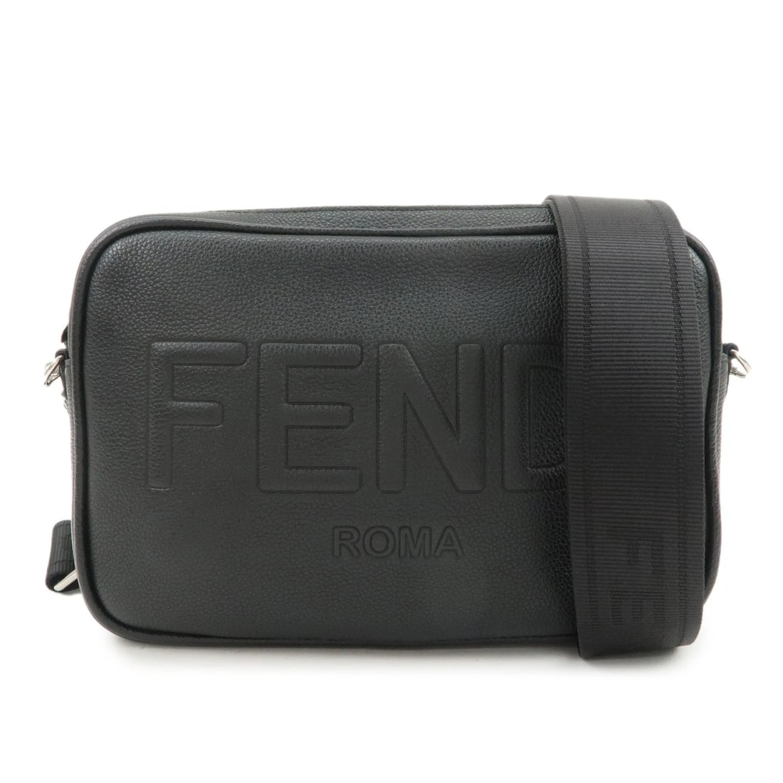 FENDI LOGO LEATHER CAMERA CASE SHOULDER BAG: FENDI Logo Leather Camera Case Shoulder Bag Brand: FENDI Type: shoulder bag Material: Leather Color: Black Size: W24cm(9.45")H15cm(5.91")D5cm(1.97") Accessories: None Accessories Notice: W