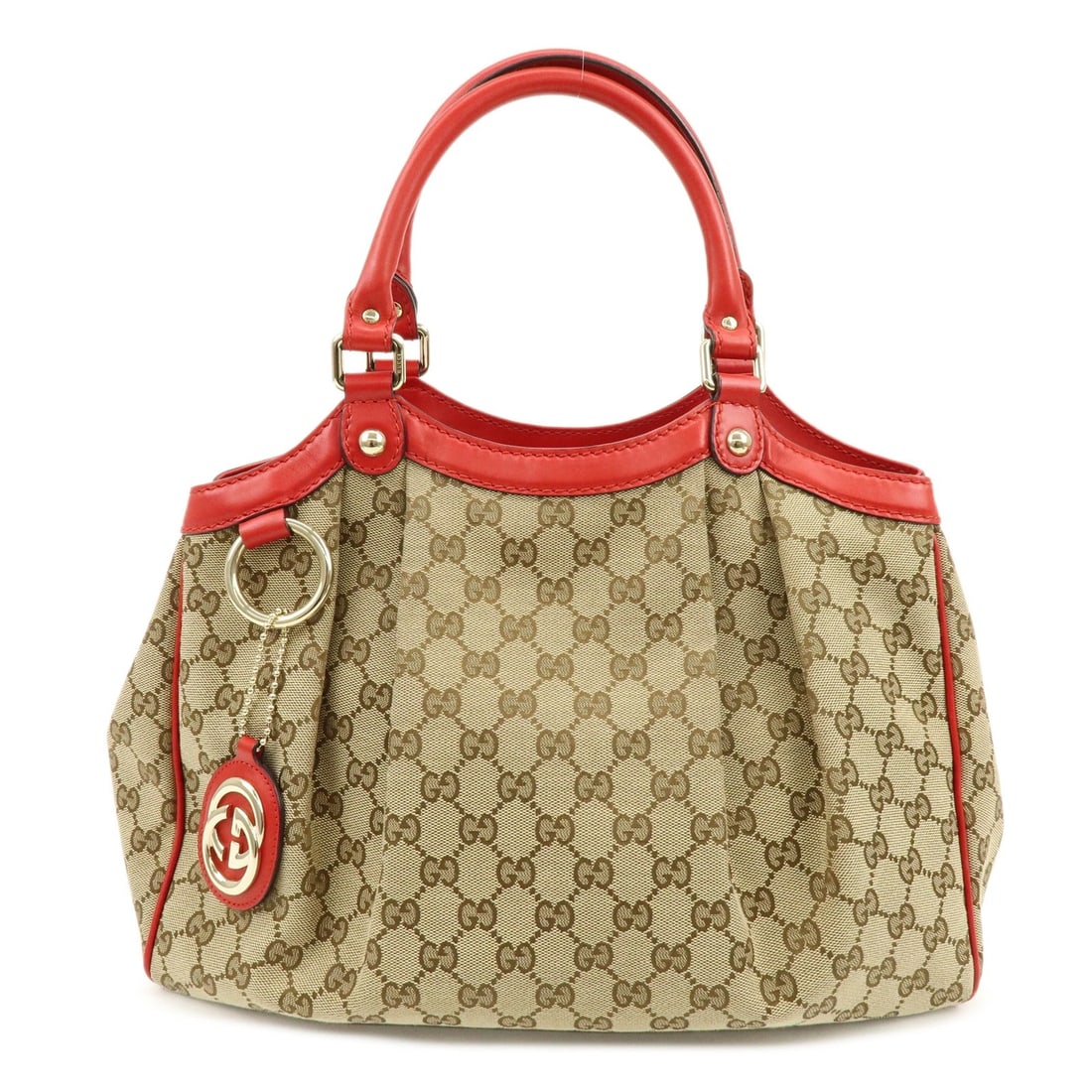 GUCCI SUKEY INTERLOCKING G GG CANVAS LEATHER TOTE BAG (1 of 6)