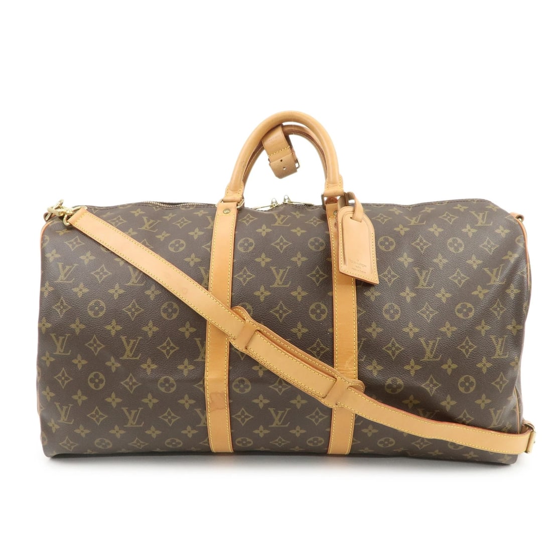 LOUIS VUITTON MONOGRAM KEEP ALL BANDOULIERE 55 BOSTON BAG: Louis Vuitton Monogram Keep All Bandouliere 55 Boston Bag Brand: Louis Vuitton Type: hand bag Material: Monogram Canvas , Nume Leather Color: Monogram Size: W55cm(21.65")H30cm(11.81")D25cm(9.84")