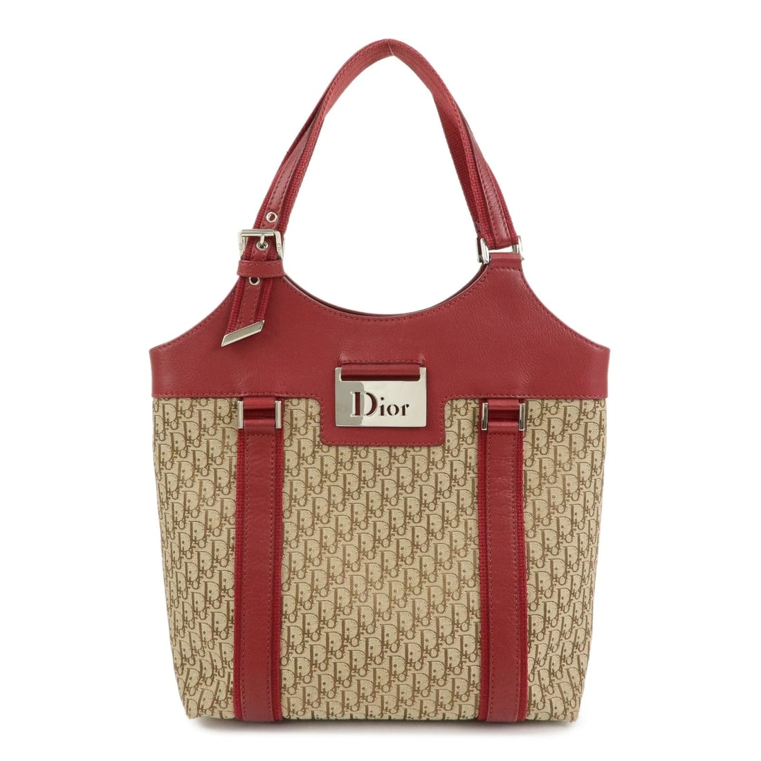 CHRISTIAN DIOR STREET CHIC TROTTER JAQUARD CANVAS LEATHER HAND BAG: Christian Dior Street Chic Trotter Jaquard Canvas Leather Hand Bag Brand: christian dior Type: hand bag Material: Jacquard Canvas , Leather Color: Brown , Wine Red Size: W25cm(9.84")H26cm(10.24")D11cm