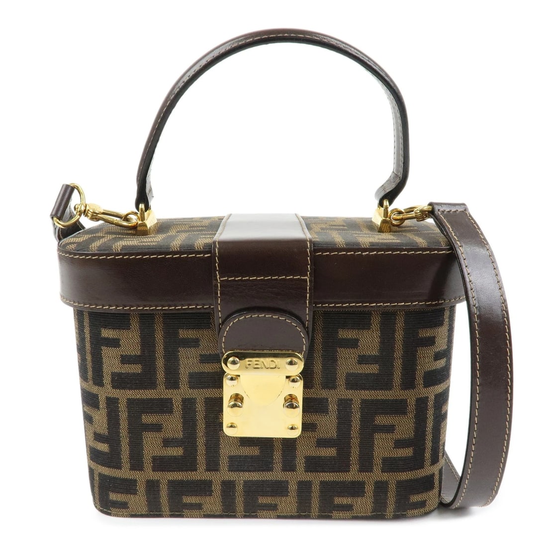 FENDI ZUCCA CANVAS LEATHER 2WAY BAG HAND BAG SHOULDER BAG (1 of 6)