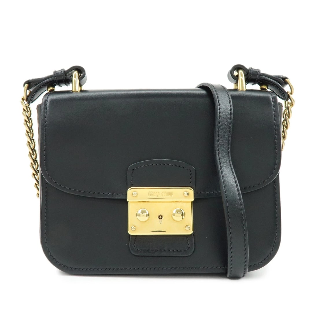 MIU MIU LOGO SOFT CALF LEATHER CHAIN SHOULDER BAG (1 of 6)