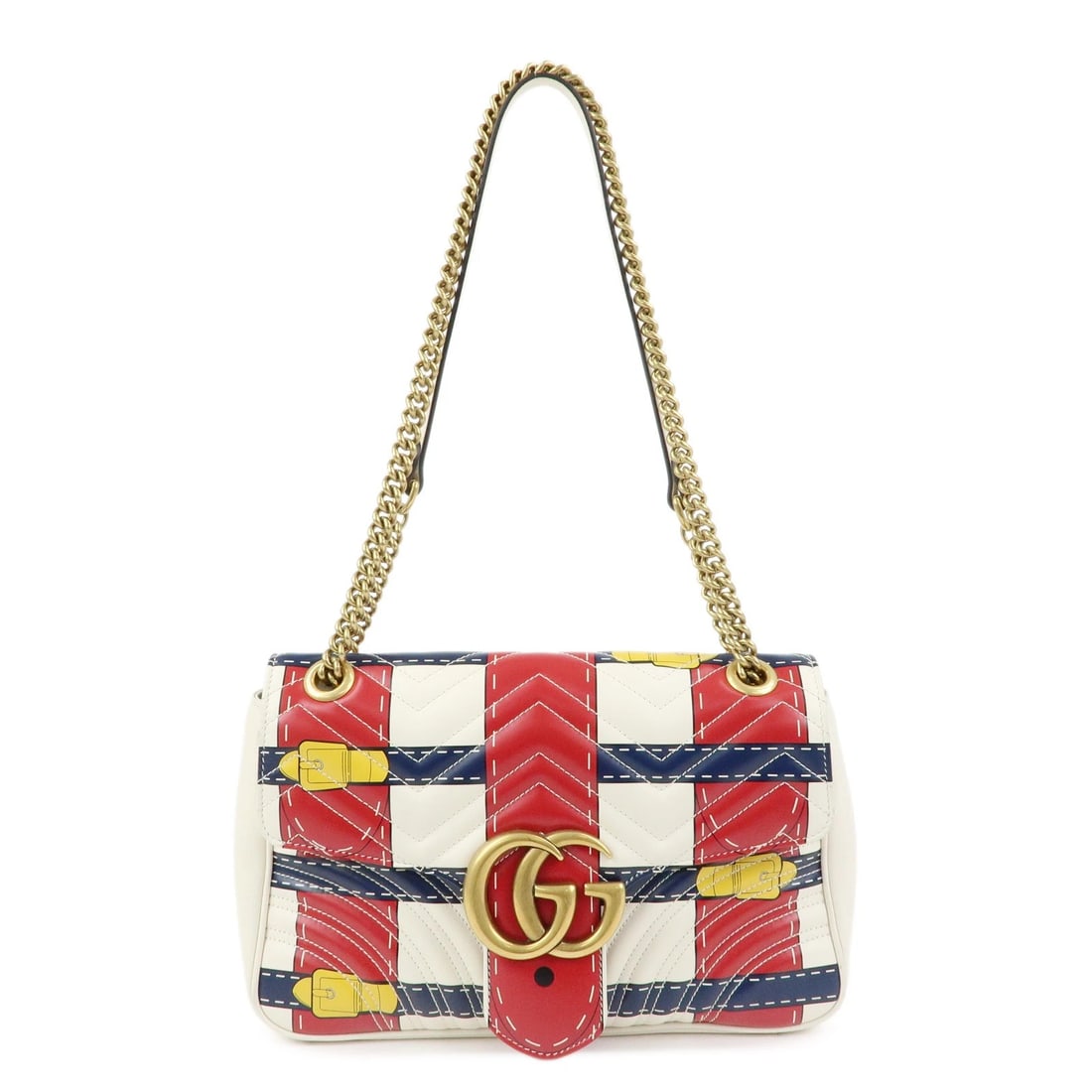 GUCCI GG MARMONT LEATHER MEDIUM CHAIN SHOULDER BAG: GUCCI GG Marmont Leather Medium Chain Shoulder Bag Brand: gucci Type: shoulder bag Material: Leather Color: Ivory , Red , Navy , Yellow Size: W30cm(11.81")H19cm(7.48")D6cm(2.36") Accessories: None