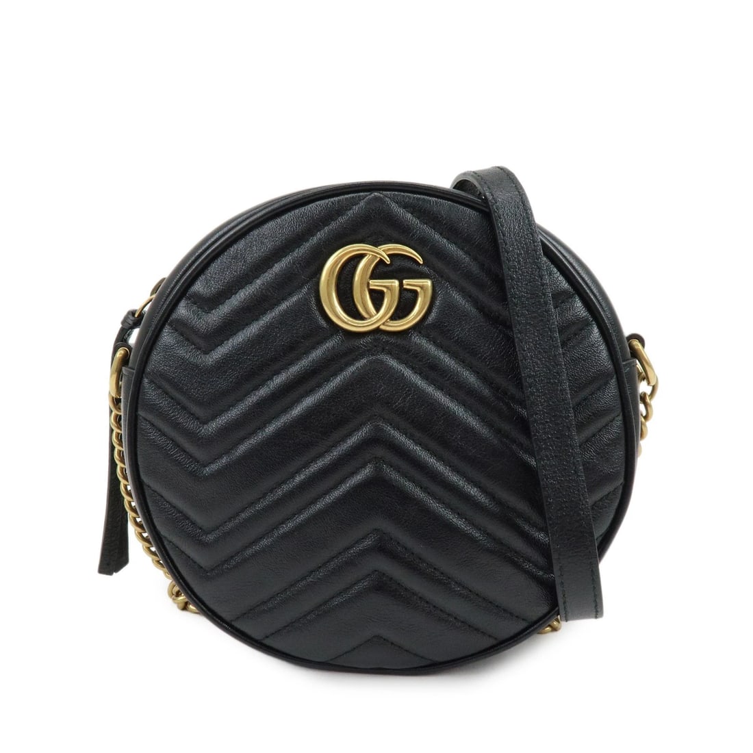 GUCCI GG MARMONT CHEVRON LEATHER CHAIN SHOULDER BAG: GUCCI GG Marmont Chevron Leather Chain Shoulder Bag Brand: gucci Type: shoulder bag Material: Leather Color: Black Size: W18cm(7.09")H18cm(7.09")D6cm(2.36") Accessories: None Accessories N