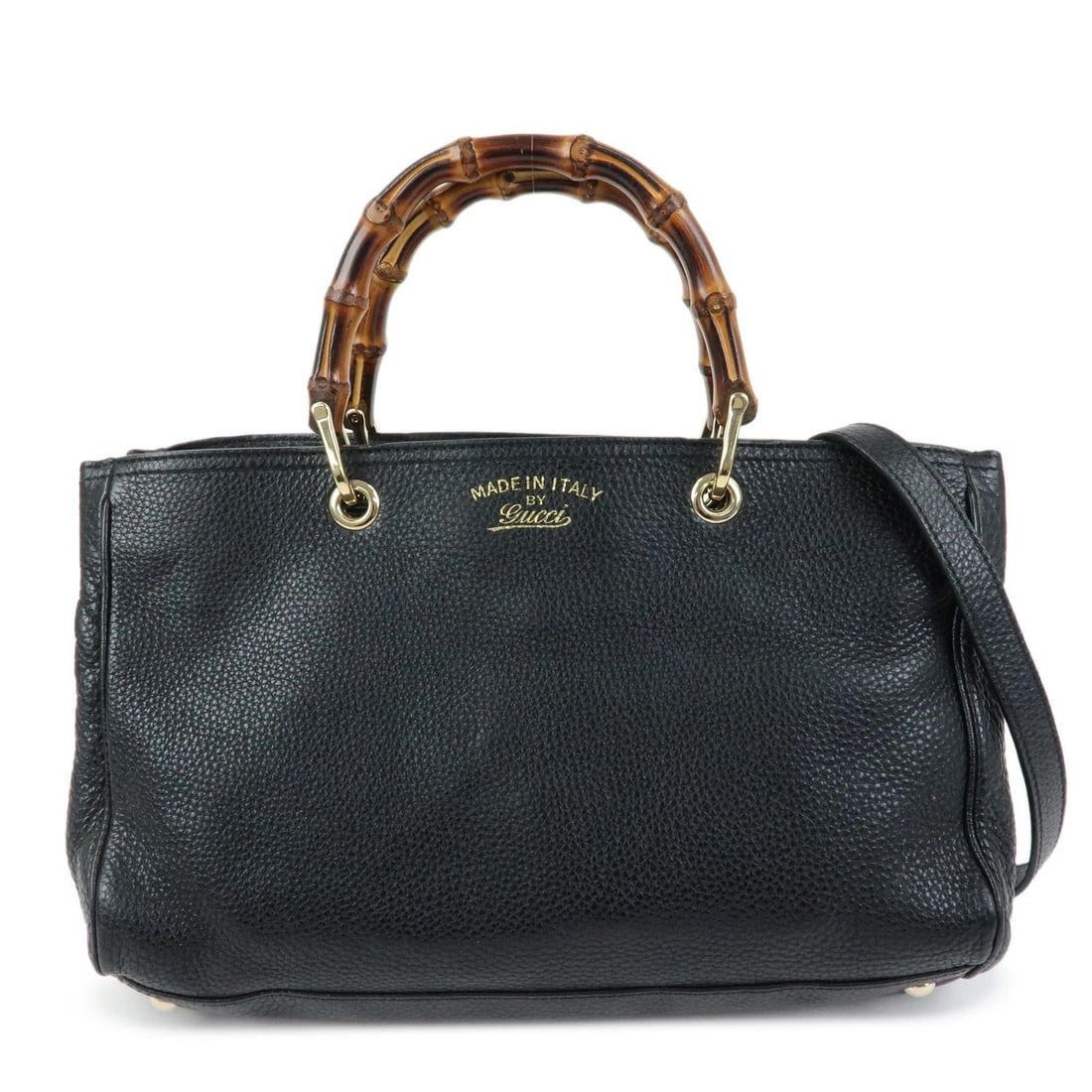GUCCI BAMBOO LEATHER SHOPPER MEDIUM 2WAY BAG SHOULDER BAG: GUCCI Bamboo Leather Shopper Medium 2Way Bag Shoulder Bag Brand: gucci Type: 2way bag Material: Leather Color: Black Size: W34cm(13.39")H21.5cm(8.46")D12cm(4.72") Accessories: None Accesso