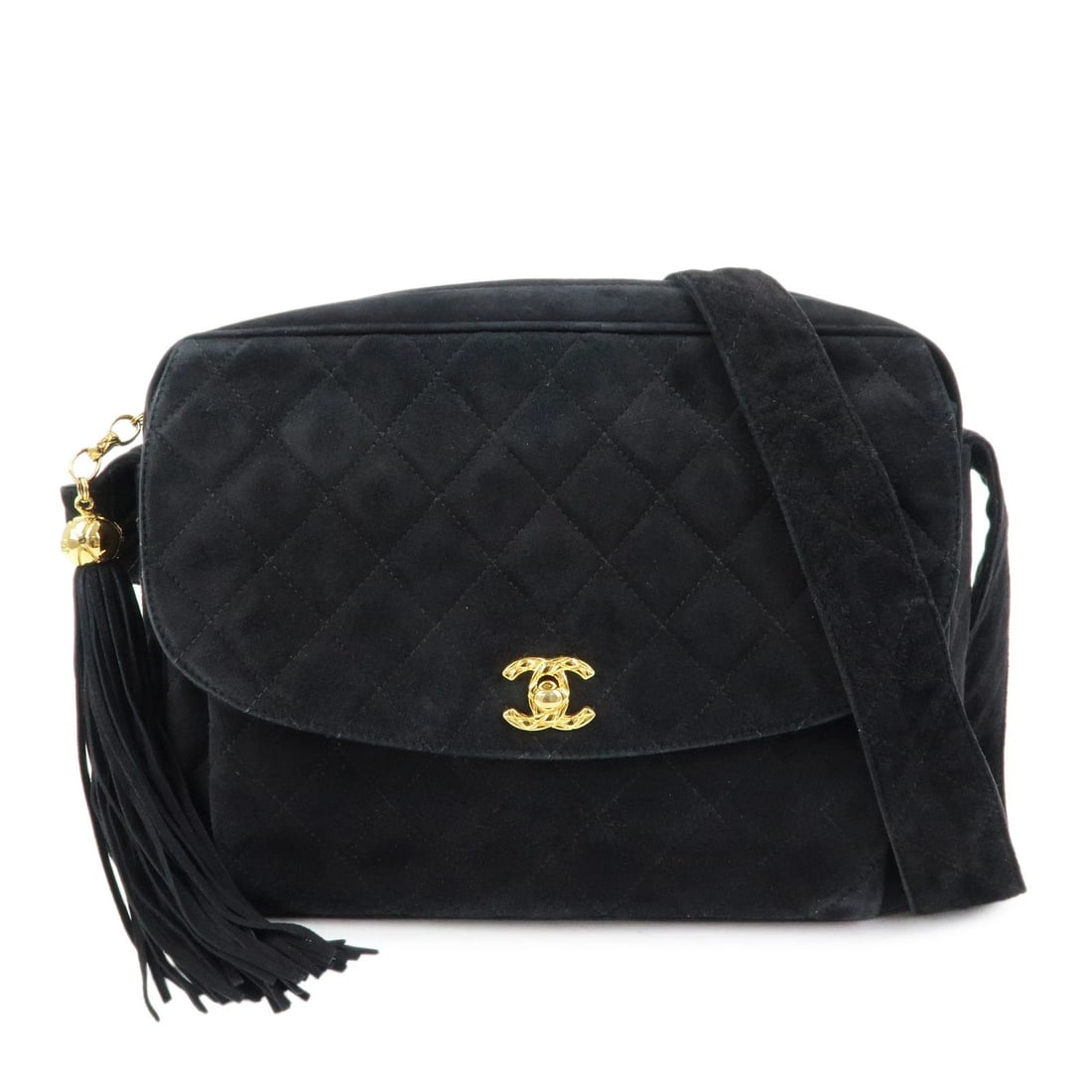 CHANEL MATELASSE COCO MARK SUEDE SHOULDER CROSSBODY BAG: CHANEL Matelasse COCO Mark Suede Shoulder Crossbody Bag Brand: chanel Type: shoulder bag Material: Suede Color: Black , Gold Size: W27cm(10.63")H20cm(7.87")D8cm(3.15") Accessories: None Ac