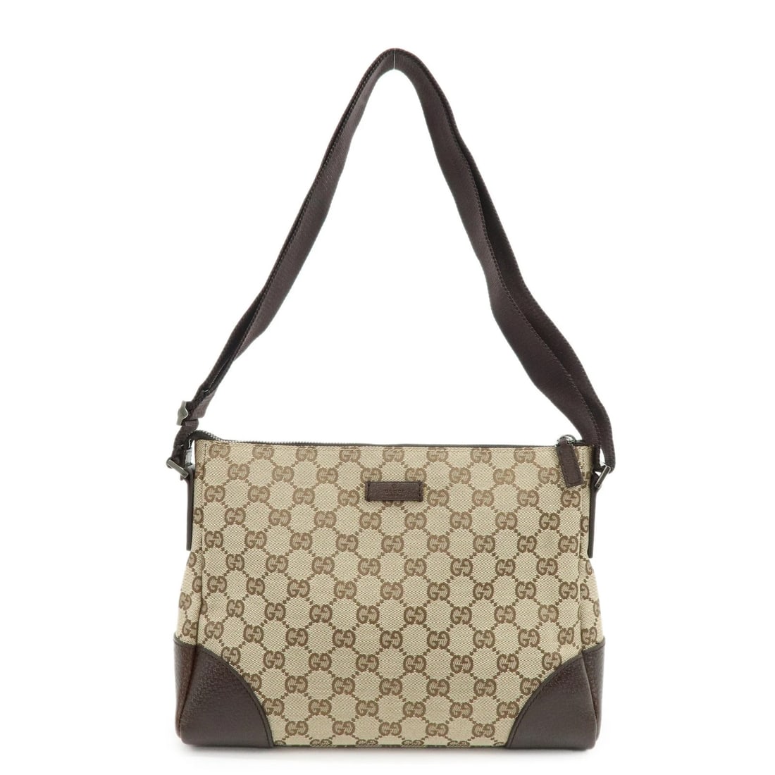 GUCCI GG MONOGRAM CANVAS LEATHER SHOULDER BAG: GUCCI GG Monogram Canvas Leather Shoulder Bag Brand: gucci Type: shoulder bag Material: GG Canvas , Leather Color: Beige , Brown Size: W27cm(10.63")H21cm(8.27")D8cm(3.15") Accessories: None