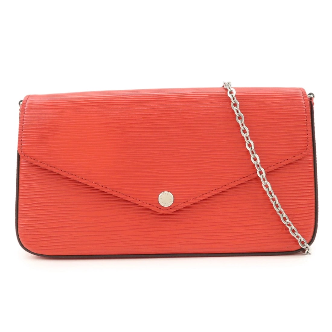 LOUIS VUITTON EPI POCHETTE FELICIE CHAIN SHOULDER BAG: Louis Vuitton Epi Pochette Felicie Chain Shoulder Bag Brand: FENDI Type: wallet Material: Epi leather Color: Coquelicot Size: D3cm(1.18")W21.5cm(8.46")H12cm(4.72") Accessories: None Access
