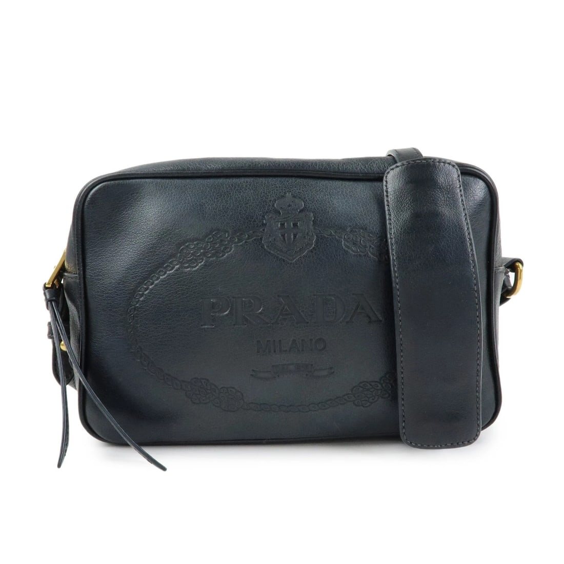 PRADA TRIANGLE LOGO CALF LEATHER SHOULDER BAG CROSSBODY BAG: PRADA Triangle Logo Calf Leather Shoulder Bag Crossbody Bag Brand: prada Type: shoulder bag Material: Calf Leather Color: Black Size: W22cm(8.66")H14.5cm(5.71")D8cm(3.15") Accessories: None