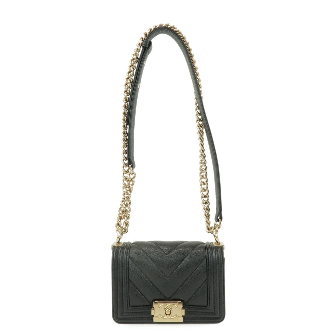 CHANEL BOY CHANEL MINI V STITCH CAVIARSKIN CHAIN SHOULDER BAG: CHANEL Boy Chanel Mini V Stitch Caviarskin Chain Shoulder Bag Brand: chanel Type: shoulder bag Material: Caviar skin Color: Black Size: W15cm(5.91")H10cm(3.94")D6cm(2.36") Accessories: None