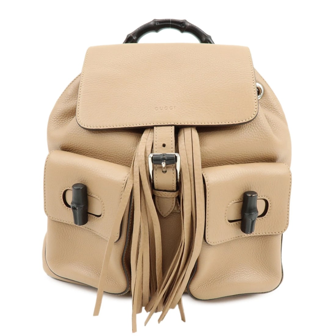 GUCCI BAMBOO LEATHER TASSEL BACKPACK RUCKSACK: GUCCI Bamboo Leather Tassel Backpack Rucksack Brand: GUCCI Type: backpack Material: Leather Color: Pink Beige Size: W31cm(12.20")H29cm(11.42")D10cm(3.94") Accessories: None Accessories Not