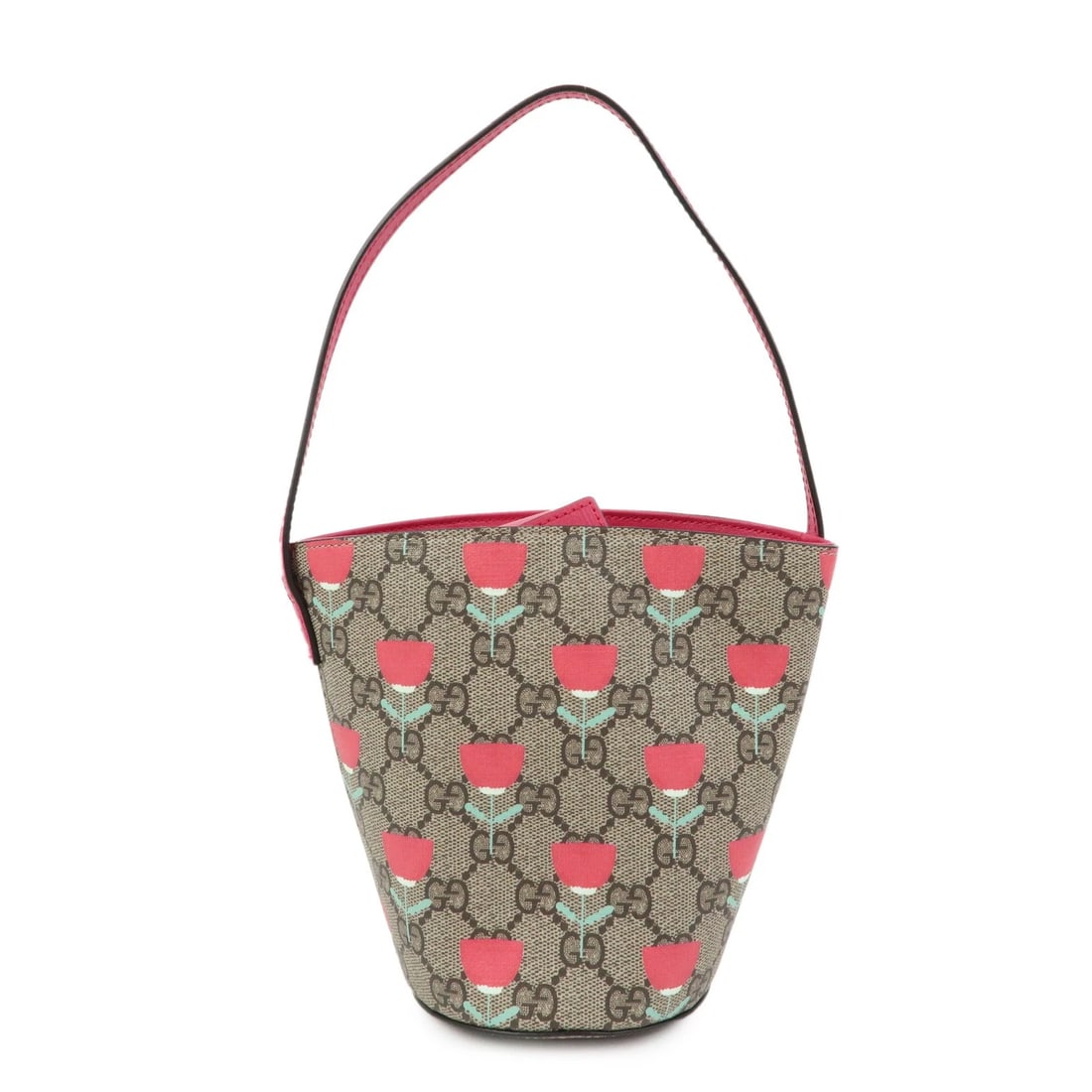 GUCCI CHILDRENS GG SUPREME HAND BAG FLOWER PRINT: GUCCI Childrens GG Supreme Hand Bag Flower Print Brand: gucci Type: hand bag Material: GG Supreme Color: Beige , Pink Size: W19cm(7.48")H16cm(6.30")D10cm(3.94") Accessories: None Accessori