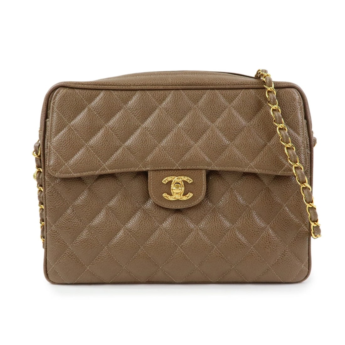 CHANEL MATELASSE CAVAIRSKIN CHAIN SHOULDER BAG: CHANEL Matelasse Cavairskin Chain Shoulder Bag Brand: chanel Type: shoulder bag Material: Caviar skin Color: Light Brown , Maron , Beige Size: W27cm(10.63")H20cm(7.87")D7cm(2.76") Accessories: Non