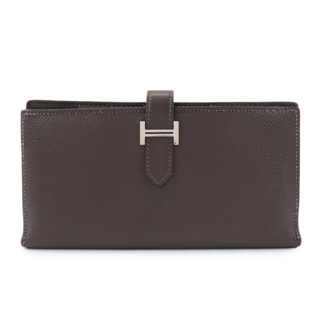 HERMES VEAU EPSOM LEATHER B?ARN SOUFFLET LONG WALLET: HERMES Veau Epsom Leather B?arn Soufflet Long Wallet Brand: HERMES Type: wallet Material: Veau Epsom (Leather) Color: Chocolat Size: W17.5cm(6.89")H9.5cm(3.74")D2cm(0.79") Accessories: None