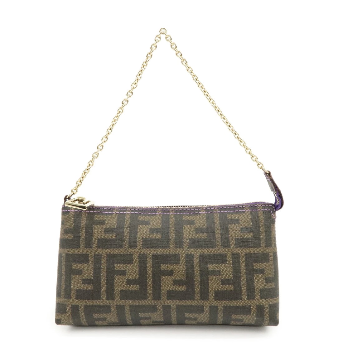 FENDI ZUCCA PRINT PVC CHAIN ACCESSORY POUCH BROWN PURPLE: FENDI Zucca Print PVC Chain Accessory Pouch Brown Purple Brand: fendi Type: Accessory Pouch Material: PVC Color: Brown Size: W22cm(8.66")H11cm(4.33")D4cm(1.57") Accessories: None Accessori