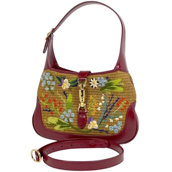 GUCCI JACKIE HANDBAG 2WAY SHOULDER BAG FLORA FLOWER EMBROIDERED: Gucci Jackie Handbag 2WAY Shoulder Bag Flora Flower Embroidered Brand: Gucci Type: Jackie 1961 Handbag Material: Exterior Material Leather Color: Exterior Color Red Brown Multicolor Size: Depth 4 cm W