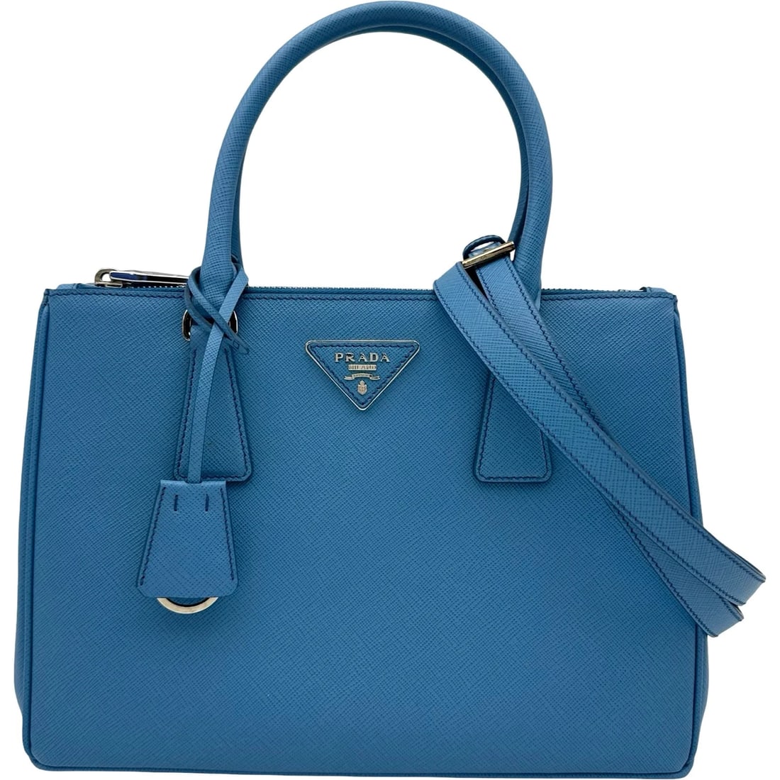 PRADA GALLERIA MEDIUM BLUE SAFFIANO LEATHER SHOULDER BAG: PRADA Galleria Medium Blue Saffiano Leather Shoulder Bag Brand: Prada Type: Shoulder Bag Material: Saffiano Leather Color: Blue Size: W27.5cm x H19.5cm x D12cm Accessories: None Accessorie
