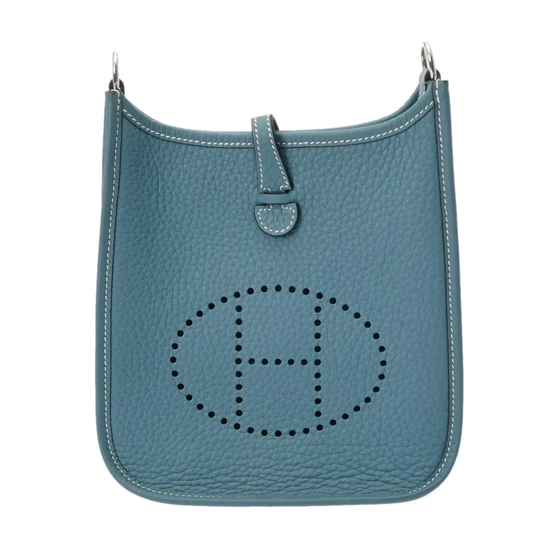 HERMES TPM SHOULDER BAG CLEMENCE LEATHER SILVER, BLUE: Hermes TPM Shoulder Bag Clemence Leather Silver, Blue Brand: Hermes Type: Shoulder Bag Material: Clemence Leather Color: Silver, Blue Size: W 17cm / H 18cm / D 5.5cm Accessories: None Acce