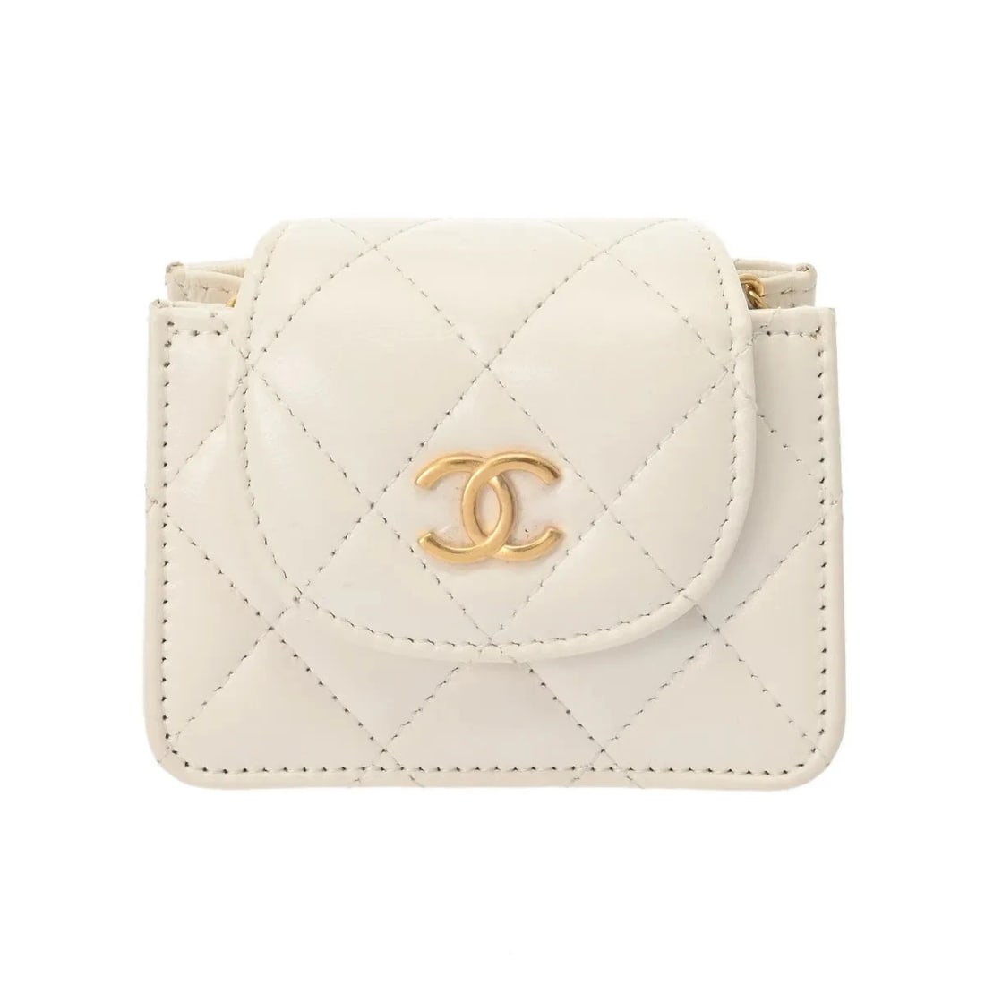 CHANEL HANDBAG SHOULDER BAG LAMBSKIN WHITE, GOLD: Chanel Handbag Shoulder Bag Lambskin White, Gold Brand: Chanel Type: Shoulder Bag Material: Lambskin Color: White, Gold Size: W 10cm / H 8cm Accessories: None Accessories Notice: When purc