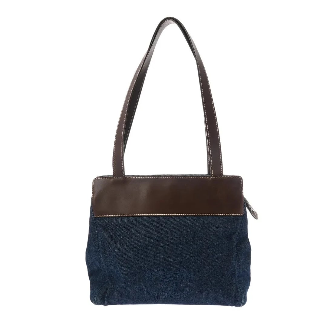 CHANEL HANDBAG TOTE BAG DENIM / CALFSKIN BLUE / BROWN: Chanel Handbag Tote Bag Denim / Calfskin Blue / Brown Brand: Chanel Type: Tote Bag Material: Denim / Calfskin Color: Blue / Brown Size: W 28.5cm / H 29cm / D 11.5cm Accessories: None Acces