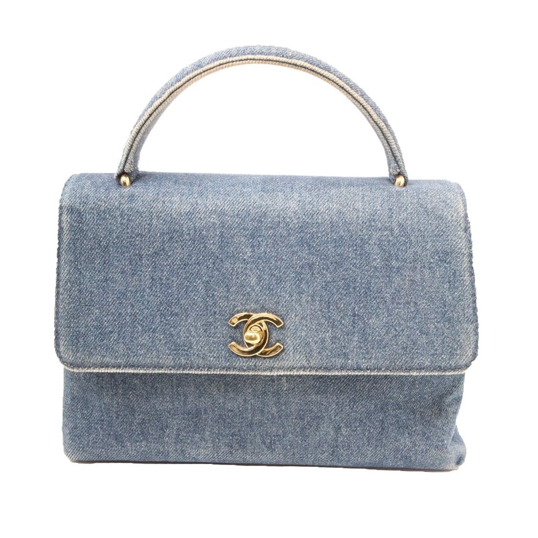 CHANEL VINTAGE COCO HANDLE HANDBAG DENIM BLUE WITH DUST BAG: CHANEL Vintage Coco Handle Handbag Denim Blue with Dust Bag Brand: CHANEL Type: Handbag Material: denim Color: blue Size: W26cm x H20cm x D11cm Accessories: None Accessories Notice: When p