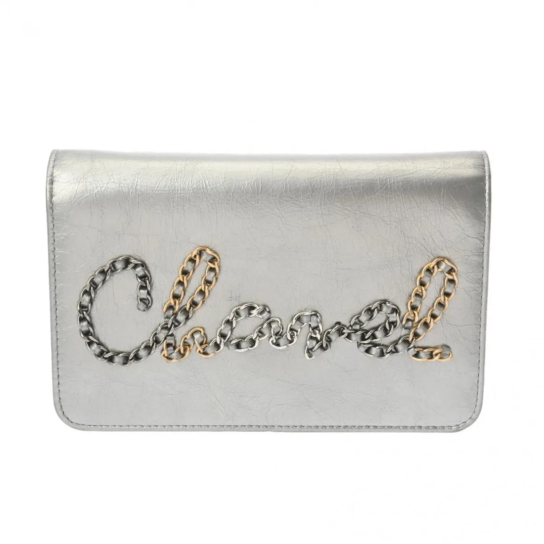 CHANEL CHAIN WALLET SHOULDER BAG CALFSKIN SILVER, GOLD: Chanel Chain Wallet Shoulder Bag Calfskin Silver, Gold Brand: Chanel Type: Shoulder Bag Material: Calfskin Color: Silver, Gold Size: W 19cm / H 12cm / D 5cm Accessories: None Accessories N
