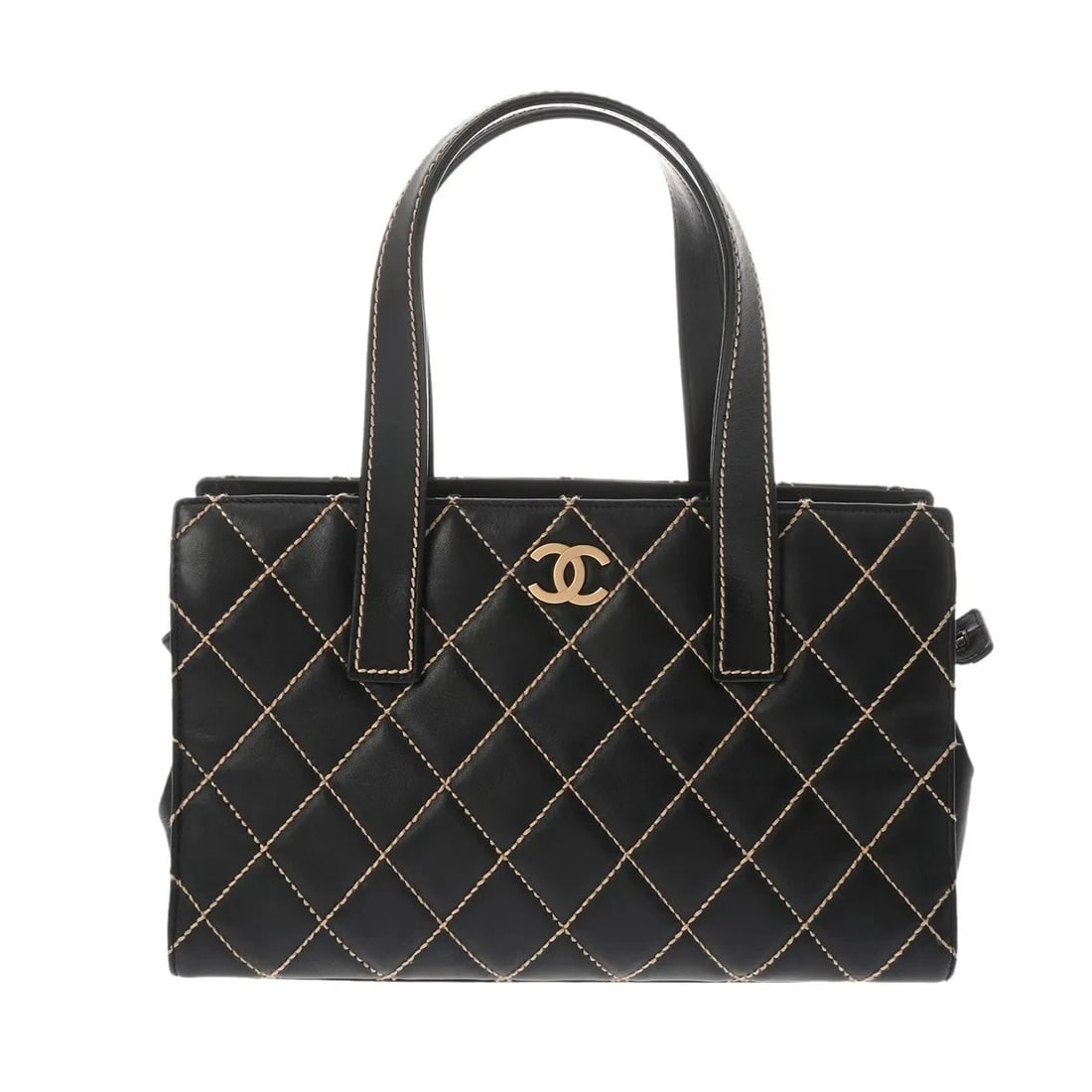 CHANEL HANDBAG TOTE BAG CALFSKIN BLACK, GOLD: Chanel Handbag Tote Bag Calfskin Black, Gold Brand: Chanel Type: Tote Bag Material: Calfskin Color: Black, Gold Size: W 34cm / H 22cm / D 12cm Accessories: None Accessories Notice: When pu