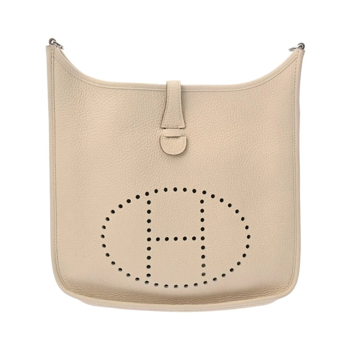 HERMES PM SHOULDER BAG CLEMENCE LEATHER SILVER: Hermes PM Shoulder Bag Clemence Leather Silver Brand: Hermes Type: Shoulder Bag Material: Clemence Leather Color: Silver Size: W 28cm / H 26.5cm / D 8cm Accessories: None Accessories Notic