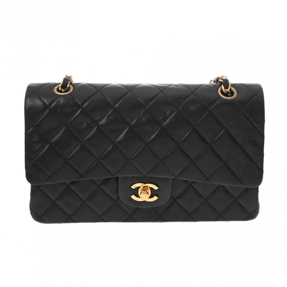 CHANEL HANDBAG SHOULDER BAG LAMBSKIN BLACK, GOLD (1 of 6)