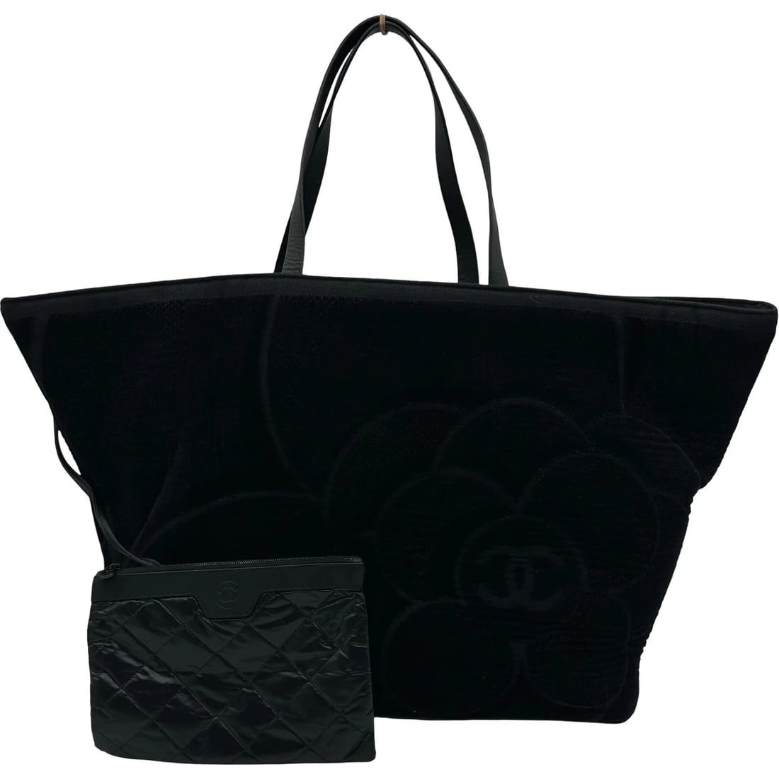 CHANEL COCO HANDLE CAMELIA BEACH BAG BLACK LEATHER TOTE: CHANEL Coco Handle Camelia Beach Bag Black Leather Tote Brand: Chanel Type: Tote Material: Leather Color: Black Size: W66cm x H37cm x D16cm Accessories: None Accessories Notice: When purch