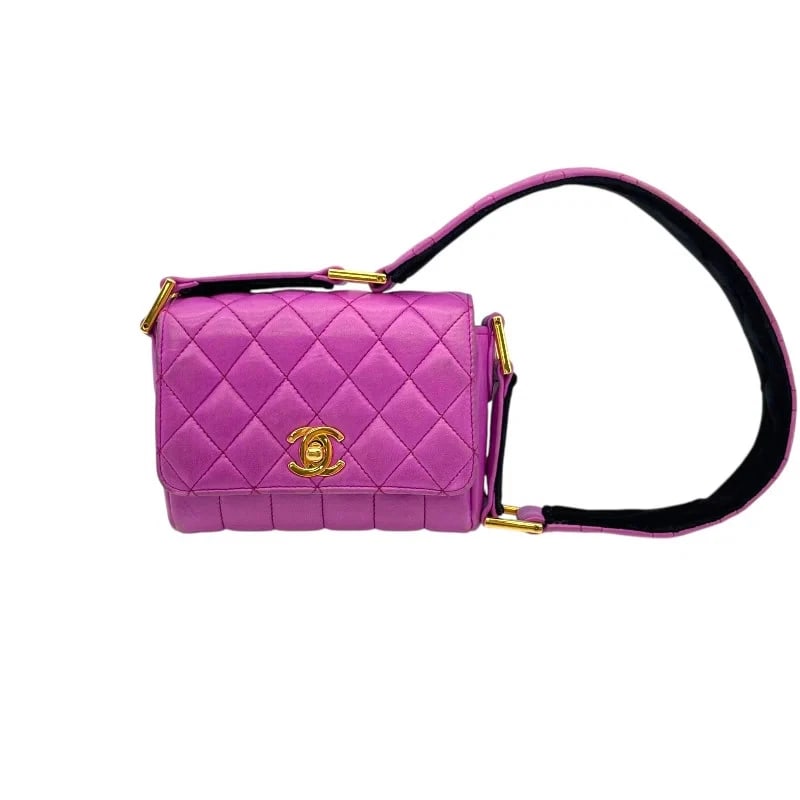 CHANEL MATELASSÉ SHOULDER PURPLE LAMBSKIN SHOULDER BAG: CHANEL Matelassé Shoulder Purple Lambskin Shoulder Bag Brand: Chanel Type: Shoulder Bag Material: Lambskin Color: Purple Size: W13cm x H9cm x D3.5cm Accessories: None Accessories Notice: W