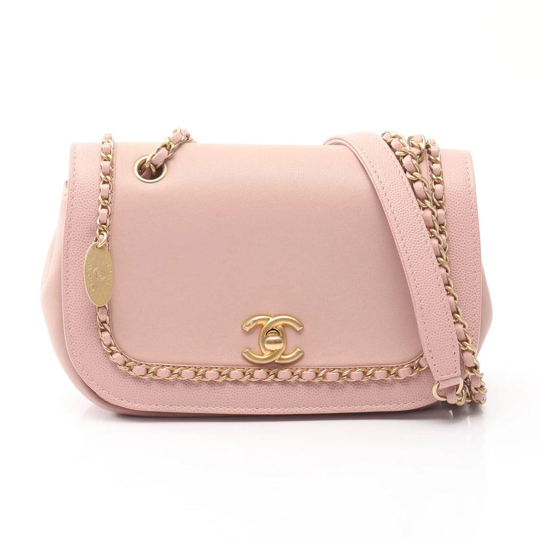 CHANEL CHAIN SHOULDER SHOULDER BAG PINK LAMBSKIN LEATHER: Chanel Chain Shoulder Shoulder Bag Pink Lambskin Leather Brand: Chanel Type: Shoulder Bag Material: Lambskin Leather Color: Pink Size: W19.5cm x H13cm x D5cm Accessories: None Accessories Notice: