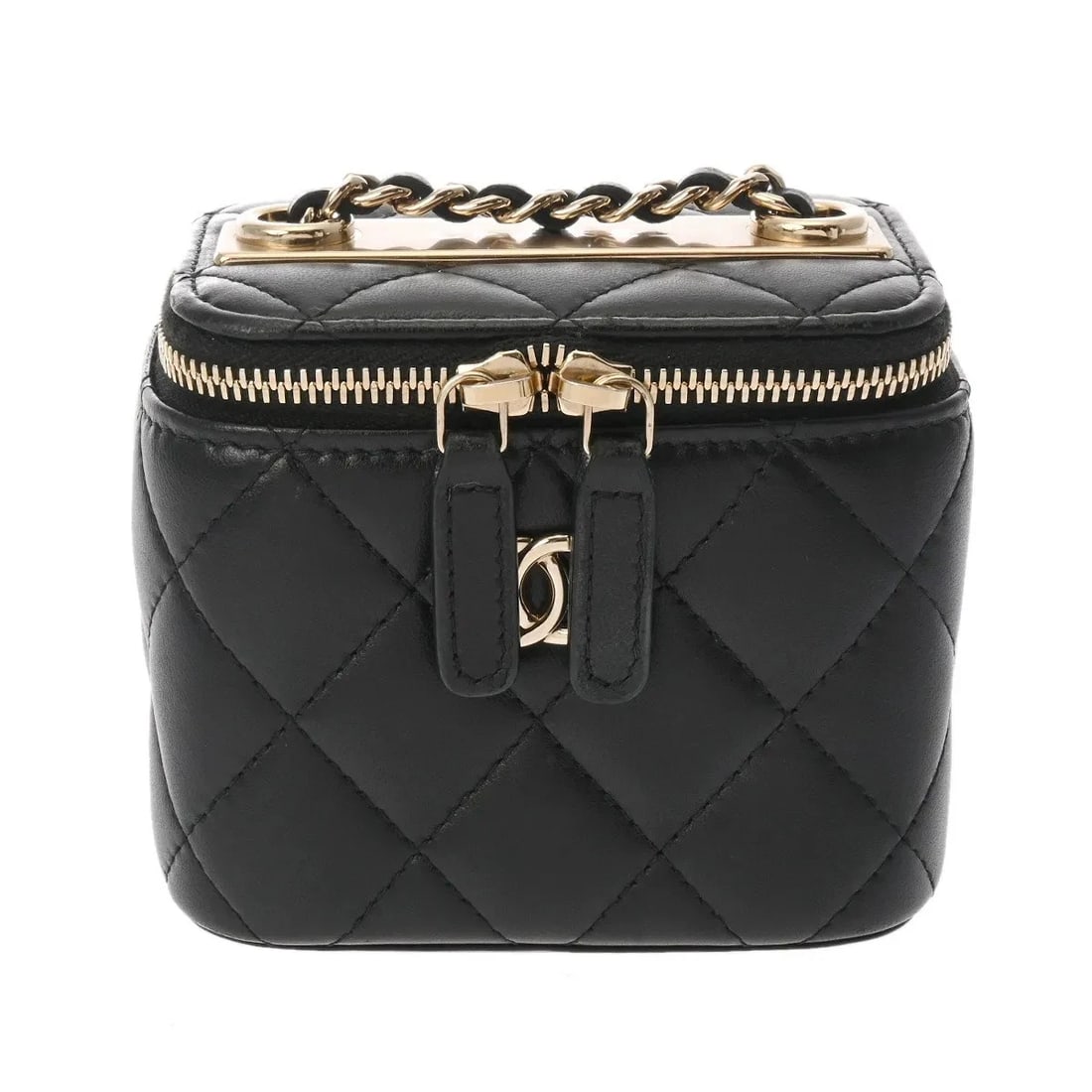 CHANEL HANDBAG HANDBAG LAMBSKIN BLACK, GOLD: Chanel Handbag Handbag Lambskin Black, Gold Brand: Chanel Type: Handbag Material: Lambskin Color: Black, Gold Size: W 10cm / H 8.5cm / D 7cm Accessories: None Accessories Notice: When purc