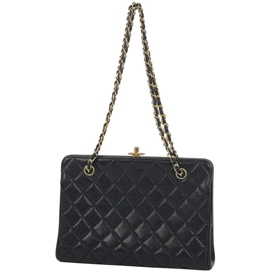 CHANEL COCO MARK CHAIN SHOULDER BAG: Chanel Coco Mark Chain Shoulder Bag Brand: Chanel Type: Coco Mark Chain Shoulder Bag Material: Caviar Skin Color: Black Size: Depth 5 cm Width 28 cm Height 20 cm Accessories: None Accessor