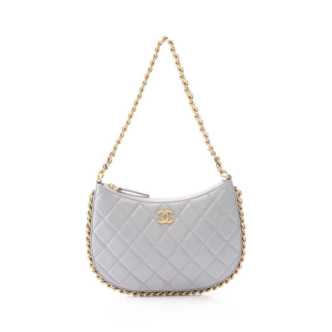 CHANEL MATELASSE SHOULDER BAG GRAY LEATHER: Chanel Matelasse Shoulder Bag Gray Leather Brand: Chanel Type: Shoulder Bag Material: Leather Color: Gray Size: W20cm x H15cm x D1.5cm Accessories: None Accessories Notice: When purchasing