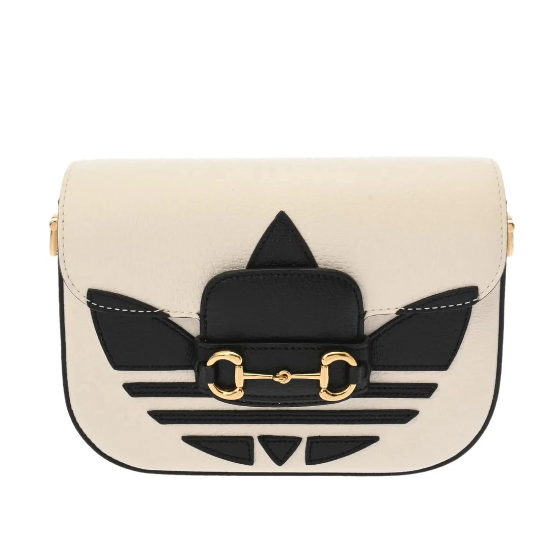 GUCCI HANDBAG SHOULDER BAG LEATHER BLACK, WHITE, GOLD (1 of 6)