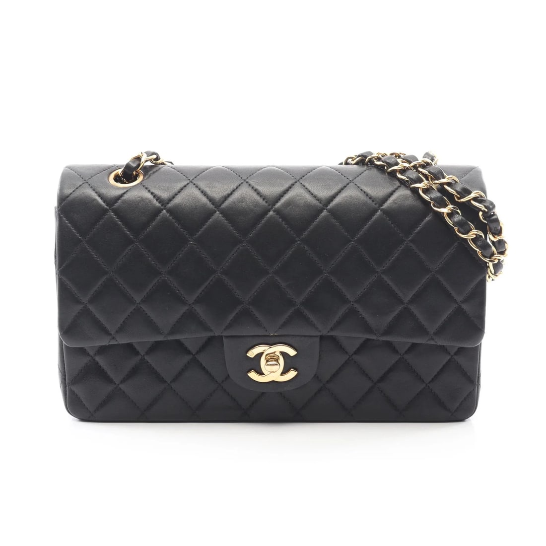 CHANEL MATELASSE W SHOULDER BAG BLACK LAMBSKIN LEATHER: Chanel Matelasse W Shoulder Bag Black Lambskin Leather Brand: Chanel Type: Shoulder Bag Material: Lambskin Leather Color: Black Size: W25cm x H16cm x D6.5cm Accessories: None Accessories N