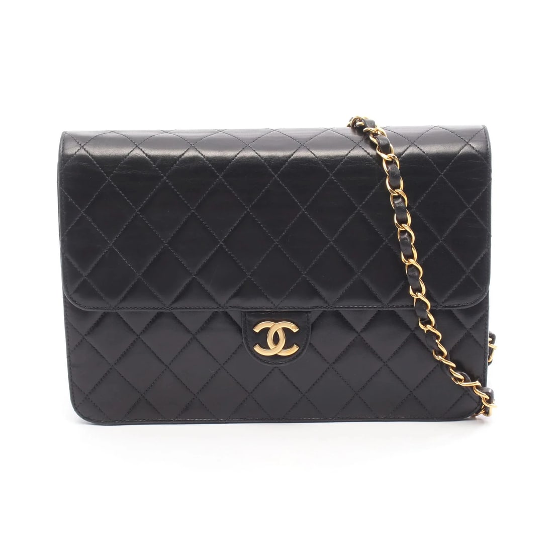CHANEL MATELASSE SHOULDER BAG BLACK LAMBSKIN LEATHER: Chanel Matelasse Shoulder Bag Black Lambskin Leather Brand: Chanel Type: Shoulder Bag Material: Lambskin Leather Color: Black Size: W25cm x H18.5cm x D8cm Accessories: None Accessories Not